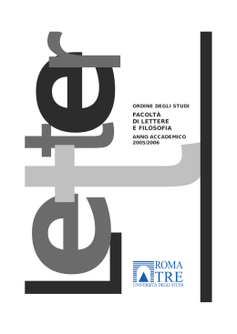 Lettere e Filosofia - Università Roma Tre