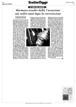 Racinaro assolto dalla Cassazione ma sedici anni dopo la