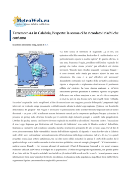 (Terremoto Calabria-Fragale). - Ordine dei Geologi del Lazio