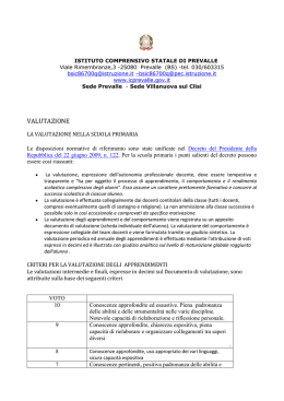 valutazione - Istituto Comprensivo di Prevalle