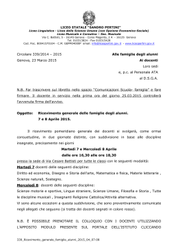 Circolare 339/2014 – 2015 Genova, 23 Marzo 2015