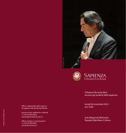 Il Maestro Riccardo Muti incontra gli studenti della Sapienza lunedì