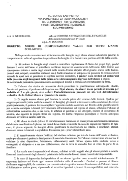 norme di comportamento - Istituto Comprensivo "Borgo San Pietro"