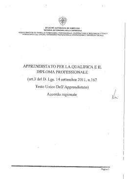 Accordo Regionale per l`Apprendistato per la qualifica e il diploma