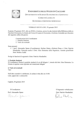 Verbale Giunta Economia Gestione Aziendale 29 gennaio