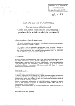 L.S. Interfacolt&agrave; in Economia e gestione delle attivit&agrave; turistiche e