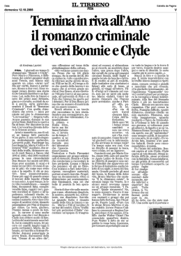 Termina in riva all`Arno il romanzo criminale dei veri Bonnie e Clyde
