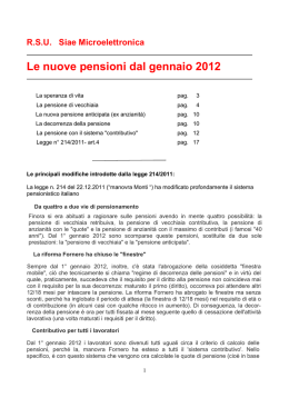 Riforma Monti - Fornero sulle pensioni