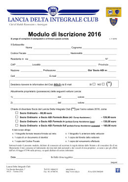 Scheda Iscrizione - Lancia Delta Integrale Club