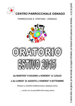 Oratorio Estivo 2015 Volantino - Parrocchia S. Stefano di Osnago