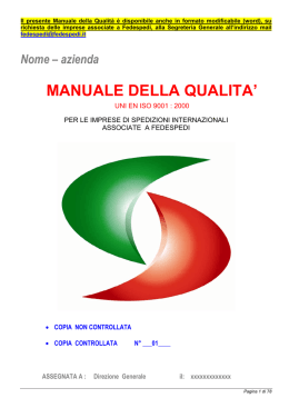 Manuale della Qualit&agrave;