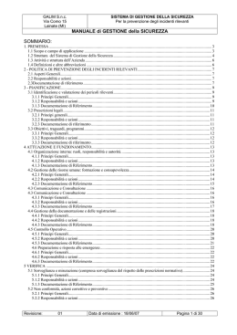 MANUALE di GESTIONE della SICUREZZA SOMMARIO: