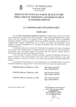 diritto di voto da parte di elettore fisicamente impedito ad esercitarlo