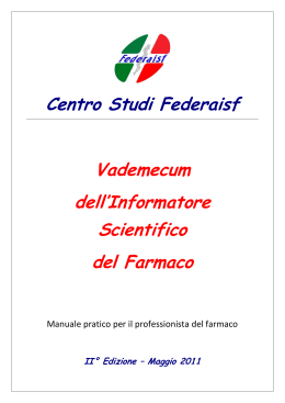 Centro Studi Federaisf Vademecum dell`Informatore Scientifico del