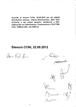 Accordo di rinnovo CCNL 22.09.2012 per gli addetti