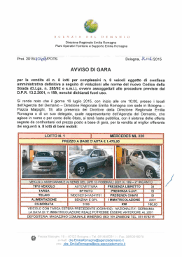 Avviso di Gara Beni Confiscati in Emilia Romagna