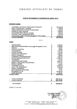Bilancio 2013 - Consiglio dell`Ordine degli Avvocati di Terni