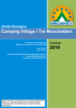 Camping Village I Tre Moschettieri Preiseliste