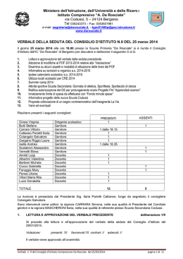 Verbale N°9 Consiglio d`Istituto