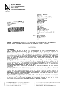 Direttiva di servizio. Attività U.O. Front