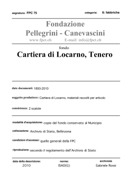 Fondo Cartiera di Tenero - Fondazione Pellegrini Canevascini