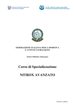 Corso di Specializzazione NITROX AVANZATO