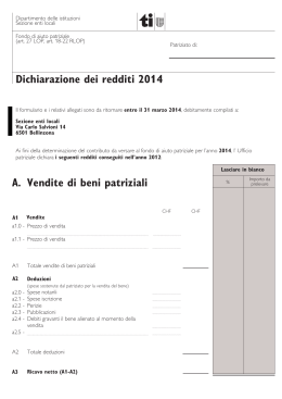 Dichiarazione dei redditi 2014 Vendite di beni patriziali A.