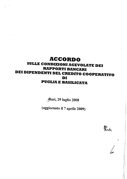 Accordo del 07/04/2009 sui servizi finanziari erogati ai dipendenti