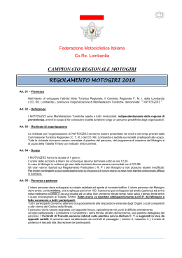 Regolamento Motogiri 2016 - Fmi Comitato Regionale Lombardia