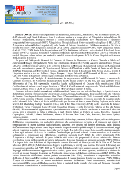 Lorenzo Coveri CURRICULUM SCIENTIFICO