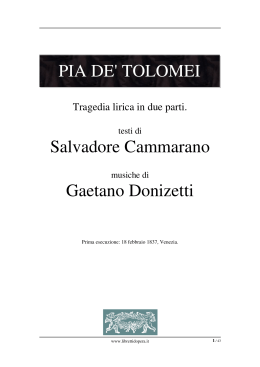 Pia de` Tolomei - Libretti d`opera italiani