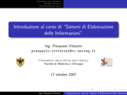 Introduzione al corso di ``Sistemi di Elaborazione delle Informazioni``
