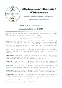 Determinazione del Responsabile del Servizio di