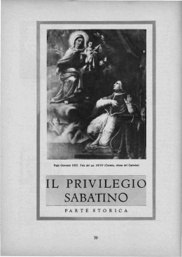 Il privilegio Sabatino - santuario divina maternita` concesa frati