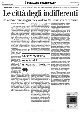 Le citt&agrave; degli indifferenti