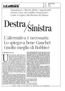 Destra/Sinistra. L`alternativa è necessaria