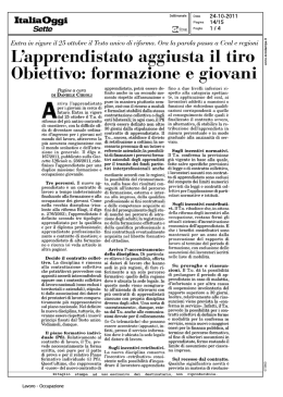 L`apprendistato aggiusta il tiro ItaliaOggi Sette