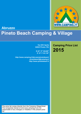 Pineto Beach Camping & Village Price List