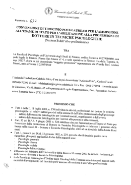 Leggi la Convenzione con la Facolt&agrave; di Psicologia