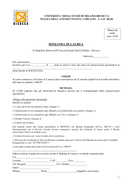 domanda di laurea sociologia - Università degli Studi di Milano