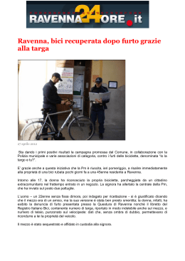 Ravenna, bici recuperata dopo furto grazie alla targa