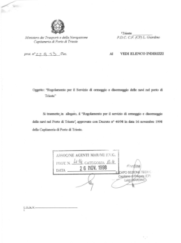 REGOLAMENTO PER IL SERVIZIO DI ORMEGGIO NEL PORTO DI