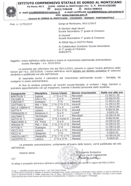 Orario definitivo lezioni e ricevimento genitori Chiarano