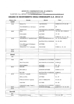 ORARIO DI RICEVIMENTO DEGLI INSEGNANTI A.S. 2013] 14
