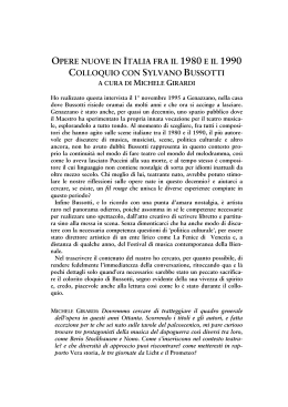 Colloquio con Sylvano Bussotti - Università degli studi di Pavia