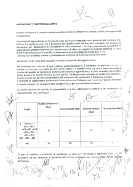 APPRENDISTATO PROF ESSIONALIZZANTE Le parti concordano