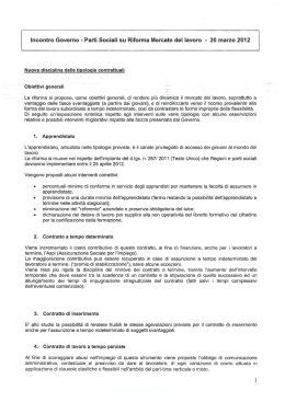 Il testo della proposta governativa su ammortizzatori e contratti