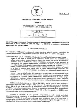 Delibera Asl disciplina acquisti in economia