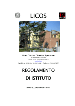 REGOLAMENTO di Istituto sett 2010