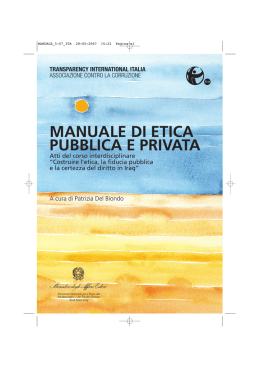MANUALE DI ETICA PUBBLICA E PRIVATA